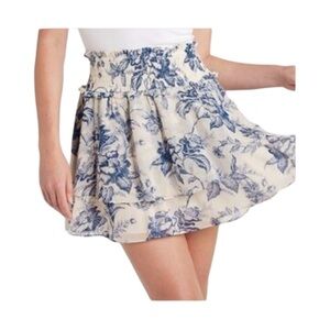 NWT Express Floral Cream and Blue Women's Skirt Size Large